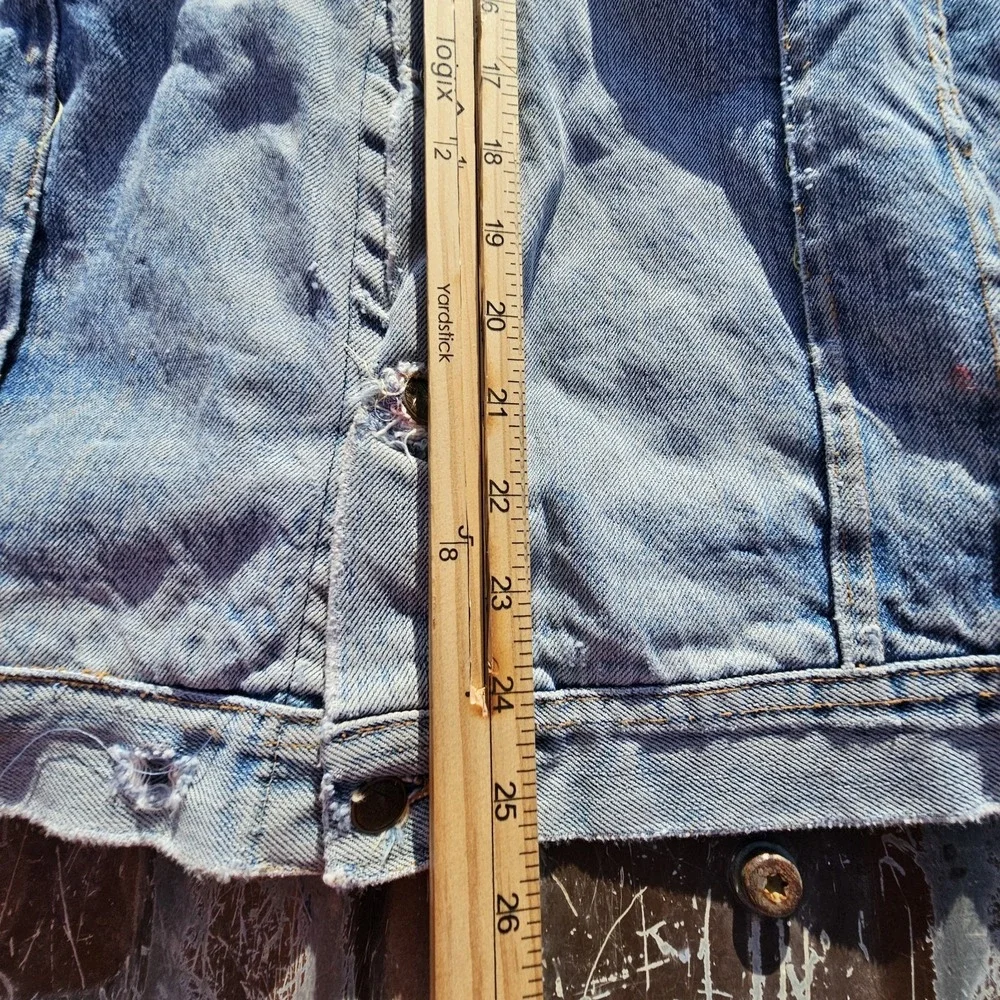 True VTG Lined Denim Trucker Jacket Type 3 Lg (Boxy) Faded And Stained Red Gut